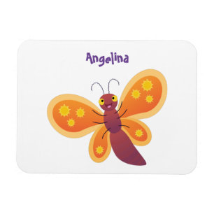 Íman Ilustração de desenho animado de borboleta laran