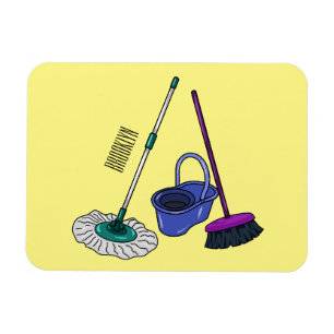 Íman Ilustração de desenho animado de Broom & mop