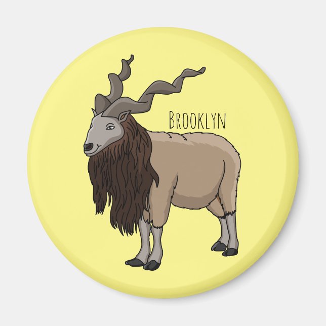 Íman Ilustração de desenho animado de cabra Markhor (Frente)