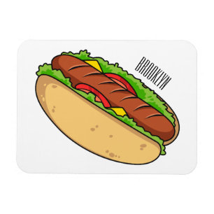 Íman Ilustração de desenho animado de cachorro quente