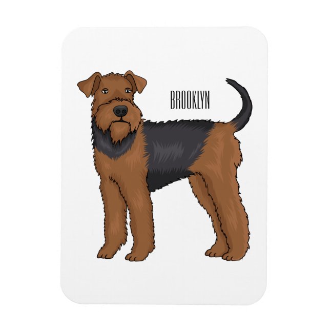 Íman Ilustração de desenho animado de cão Airedale terr (Vertical)