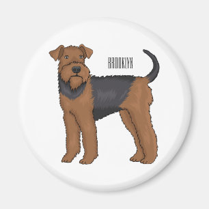 Íman Ilustração de desenho animado de cão Airedale terr