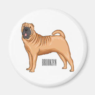 Íman Ilustração de desenho animado de cão Shar-Pei chin