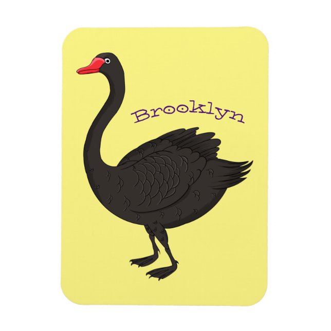 Íman Ilustração de desenho animado de cisne preto (Vertical)
