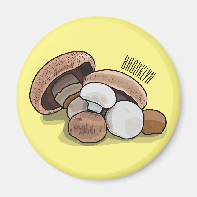 Íman Ilustração de desenho animado de cogumelo (Frente)