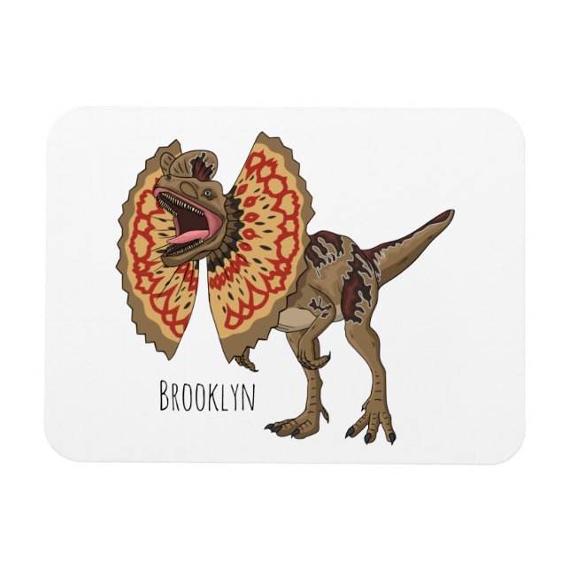 Íman Ilustração de desenho animado de Dilophosaurus (Horizontal)