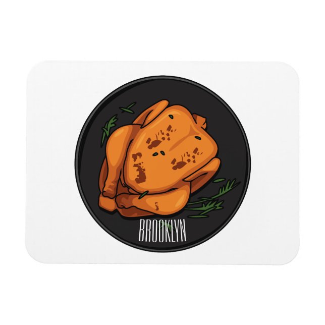 Íman Ilustração de desenho animado de frango assado (Horizontal)