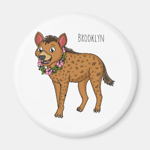Íman Ilustração de desenho animado de Hyena e flores