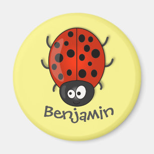 Íman Ilustração de desenho animado de ladybug vermelh