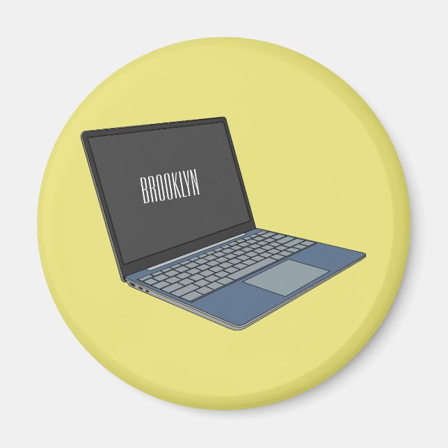 Íman ilustração de desenho animado de laptop (Frente)
