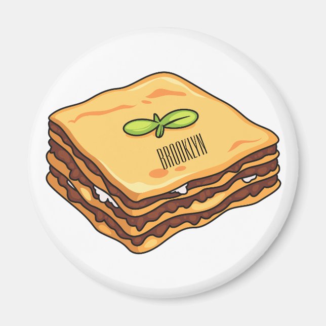 Íman Ilustração de desenho animado de Lasagna (Frente)