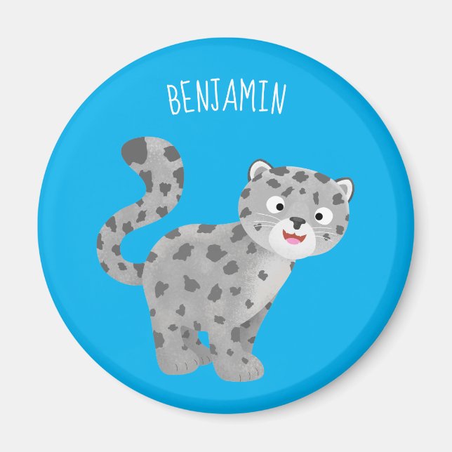 Íman Ilustração de desenho animado de leopardo-da-neve (Frente)
