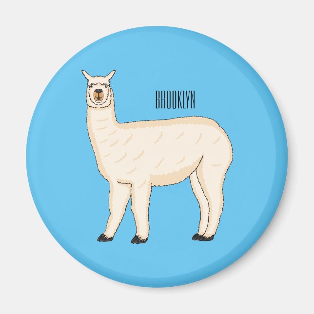 Íman Ilustração de desenho animado de Llama (Frente)