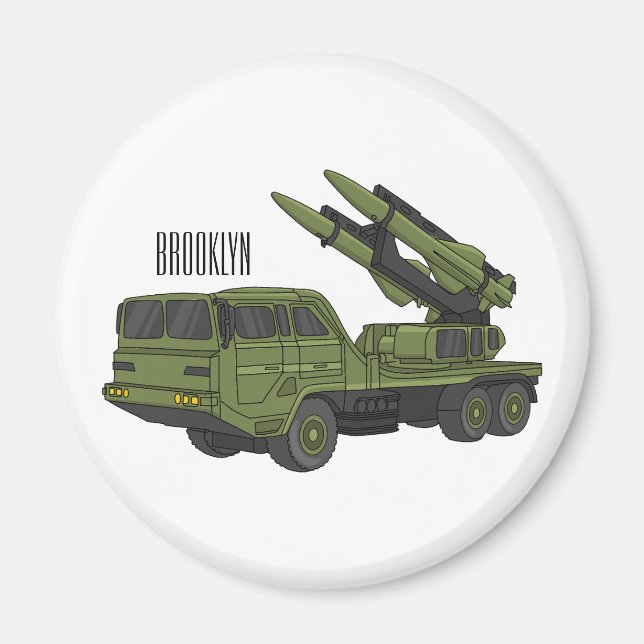 Íman Ilustração de desenho animado de mísseis militares (Frente)