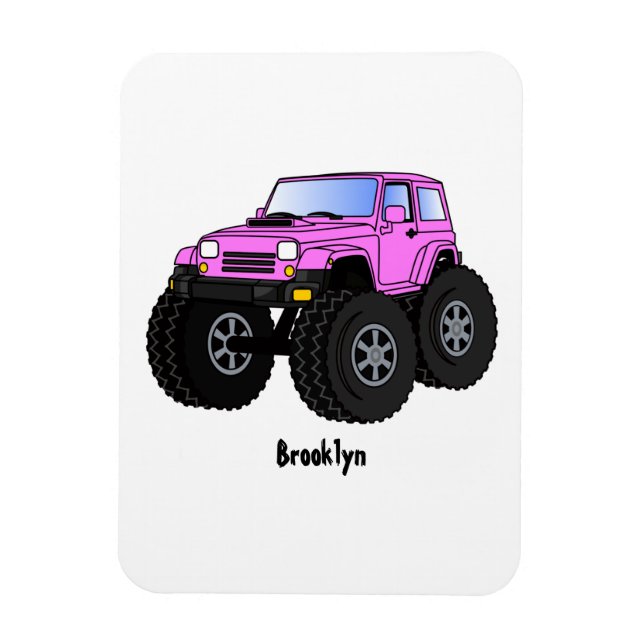 Íman Ilustração de desenho animado de monstro rosa (Vertical)