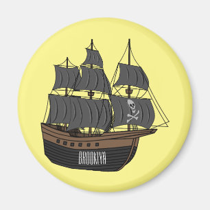 Íman Ilustração de desenho animado de navio pirata