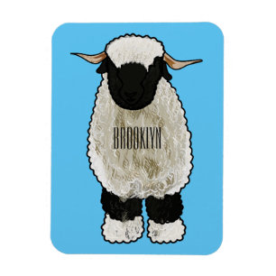 Íman Ilustração de desenho animado de ovelha Valais Bla