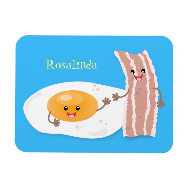 Íman Ilustração de desenho animado de ovo e bacon em ka (Horizontal)