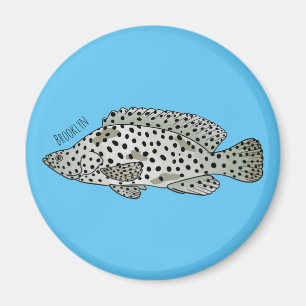 Íman Ilustração de desenho animado de peixe-garoupa-jub
