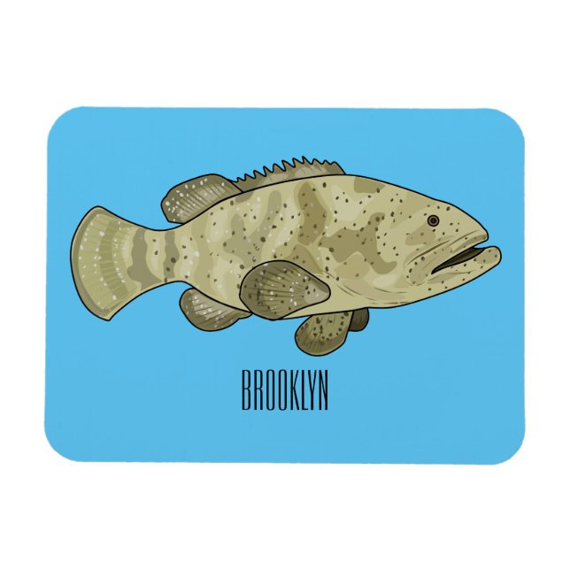 Íman Ilustração de desenho animado de peixe-grua (Horizontal)