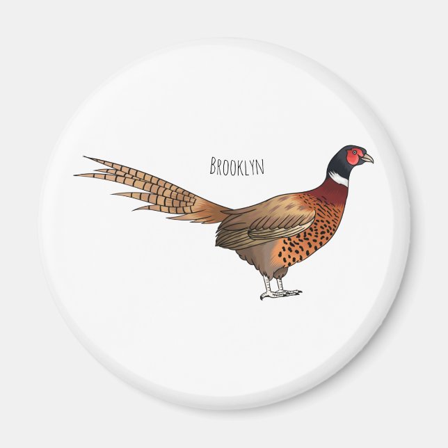 Íman Ilustração de desenho animado de pheasant de pesco (Frente)