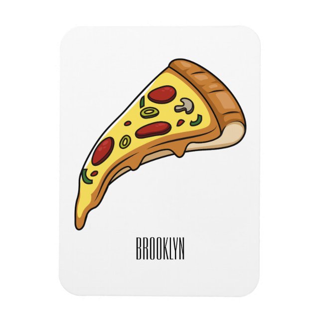 Íman Ilustração de desenho animado de pizza (Vertical)
