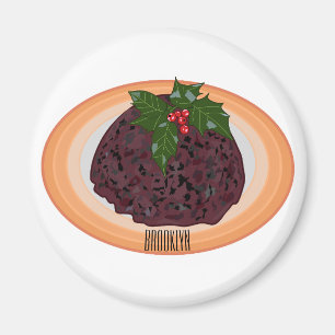 Íman Ilustração de desenho animado de pudim de Natal
