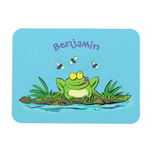Íman Ilustração de desenho animado de sapo verde-esfo