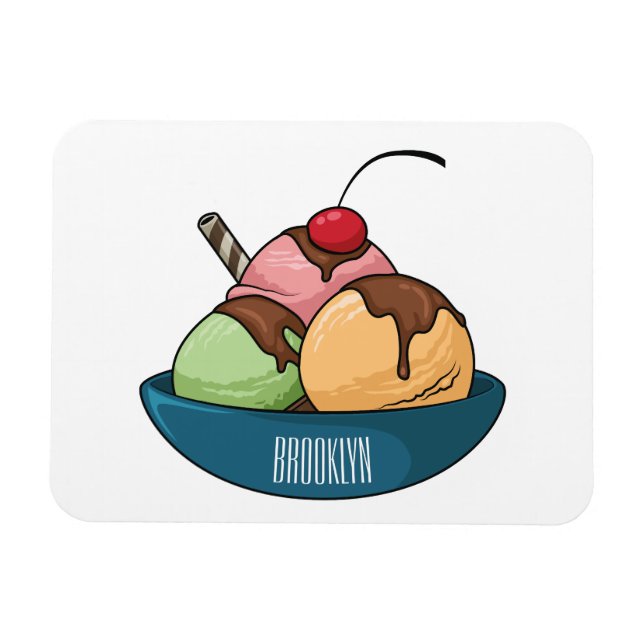 Íman ilustração de desenho animado de sorvete (Horizontal)