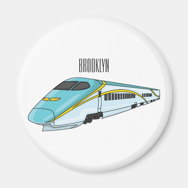 Íman Ilustração de desenho animado de trem de bala de a (Frente)