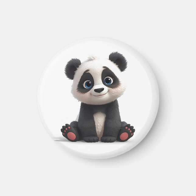 Íman Ilustração de Desenho Animado de Urso Panda Sentad (Frente)