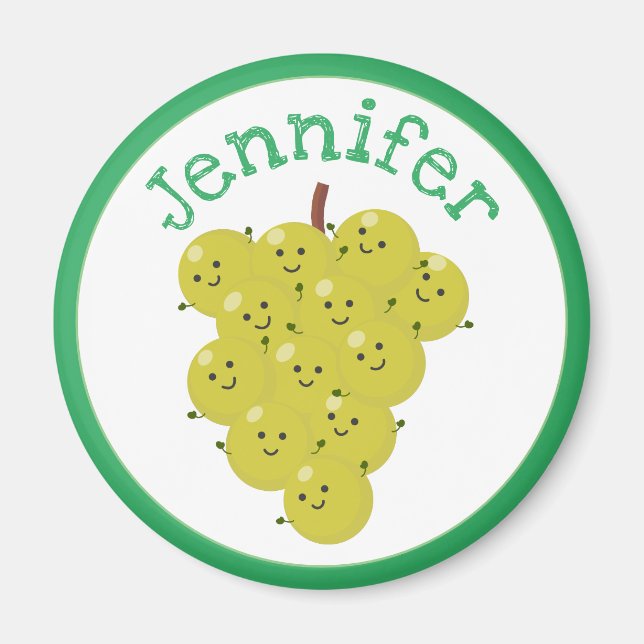 Íman Ilustração de desenho animado de uvas felizes e bo (Frente)