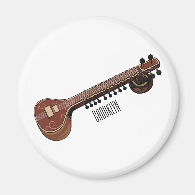 Íman Ilustração de desenho animado de violão (Frente)