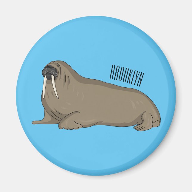Íman Ilustração de desenho animado de Walrus (Frente)