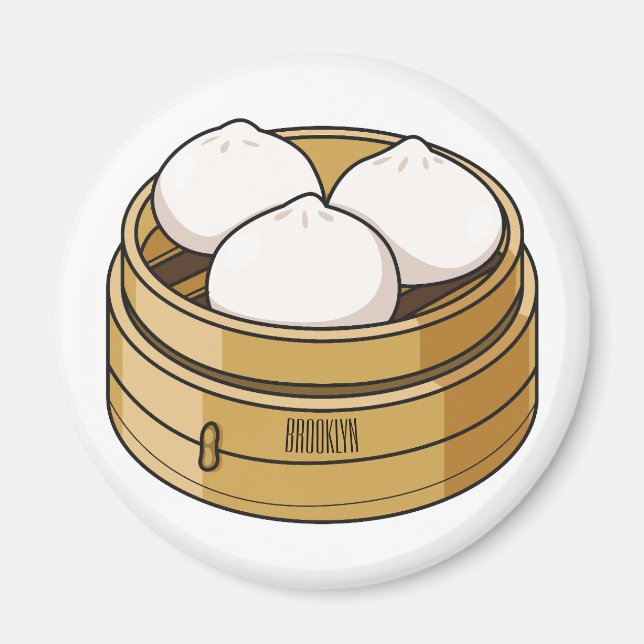 Íman Ilustração de desenho animado Dim sum (Frente)
