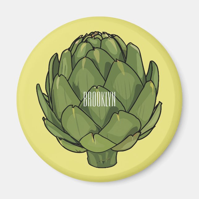 Íman Ilustração de desenho animado do Artichoke (Frente)