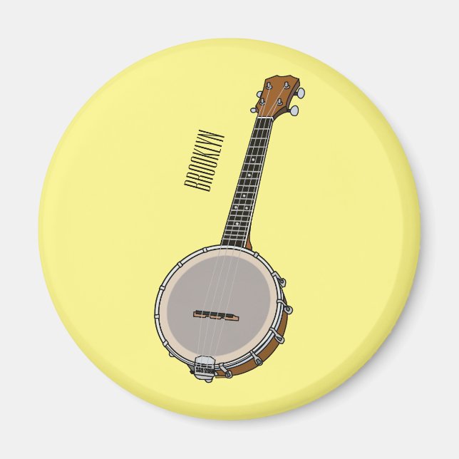 Íman Ilustração de desenho animado do Banjo (Frente)