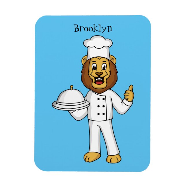 Íman Ilustração de desenho animado do chef de leão (Vertical)