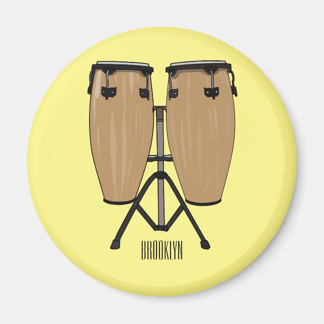 Íman Ilustração de desenho animado do tambor de bongo (Frente)