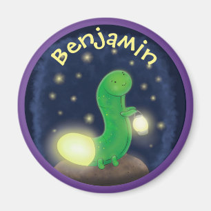 Íman Ilustração de desenho animado do verme verde-cla