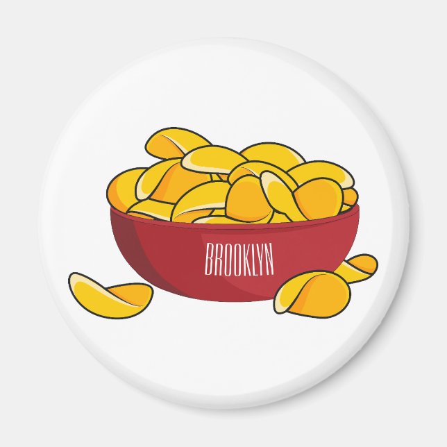 Íman Ilustração de desenho animado em chip de batata (Frente)
