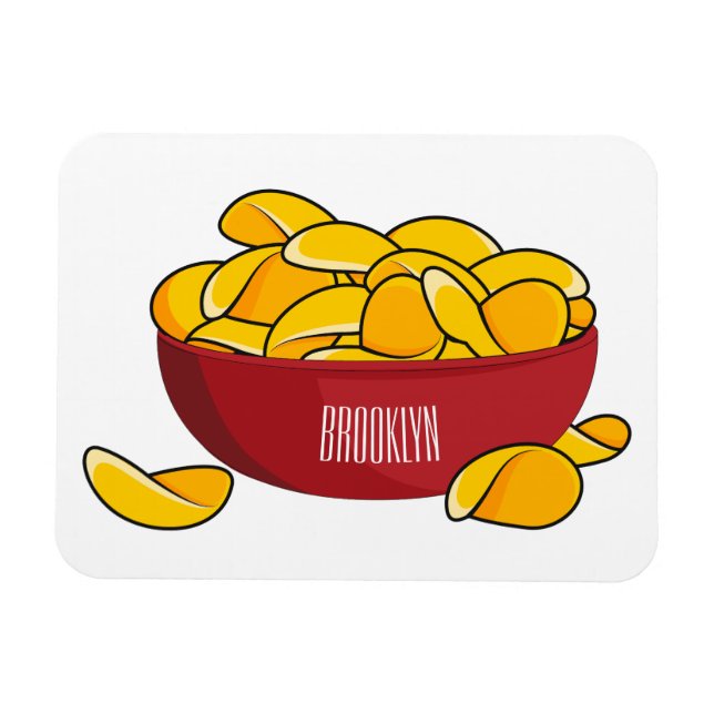 Íman Ilustração de desenho animado em chip de batata (Horizontal)