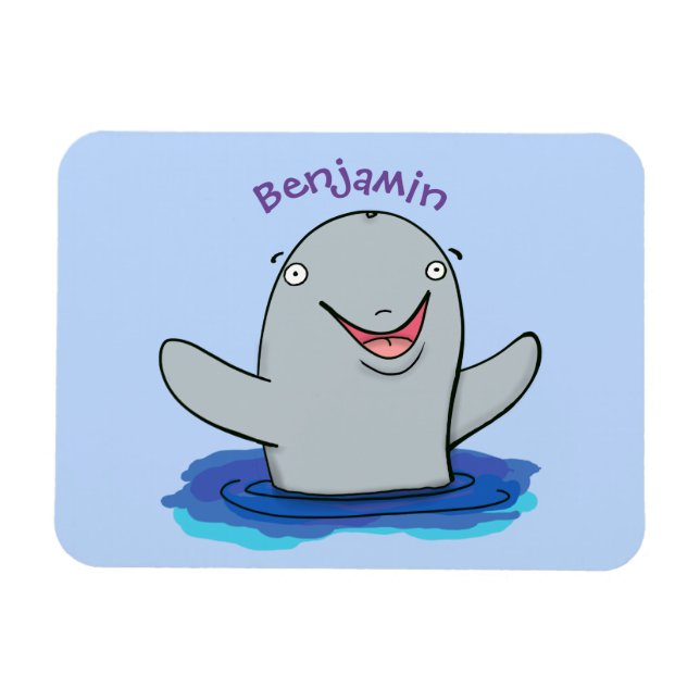 Íman Ilustração de desenho animado feliz e adorável (Horizontal)