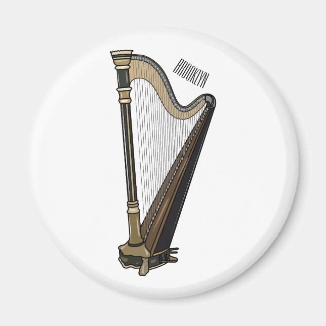 Íman Ilustração de desenho animado Harp (Frente)