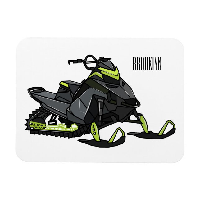 Íman Ilustração de desenho animado Snowmobile (Horizontal)