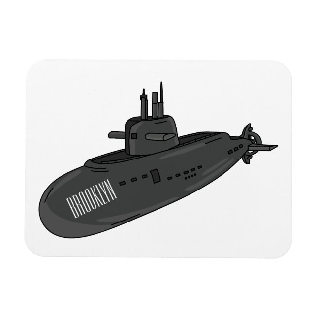Íman Ilustração de desenho animado submarino (Horizontal)