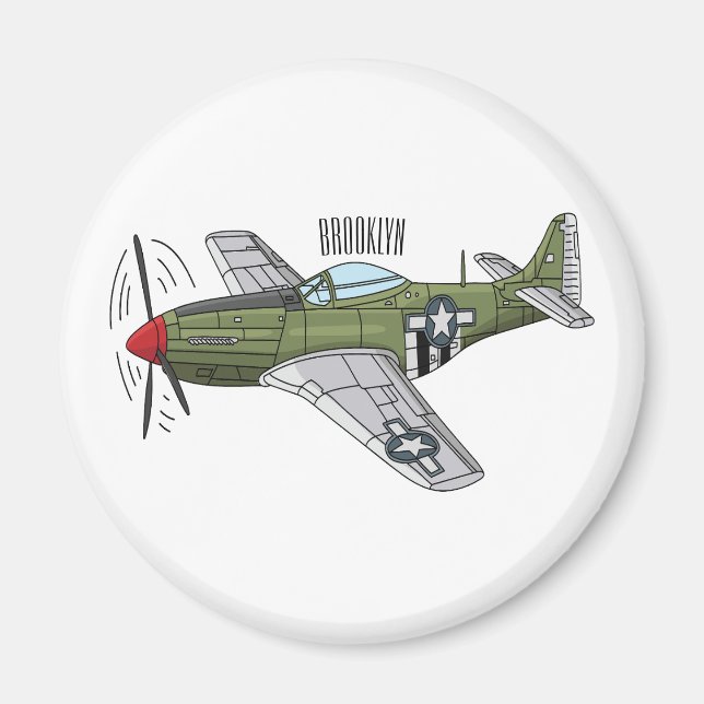 Íman Ilustração de desenho de avião militar (Frente)
