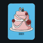 Íman Ilustração de desenho de bolo de casamento<br><div class="desc">Ilustração de desenho de bolo de casamento</div>