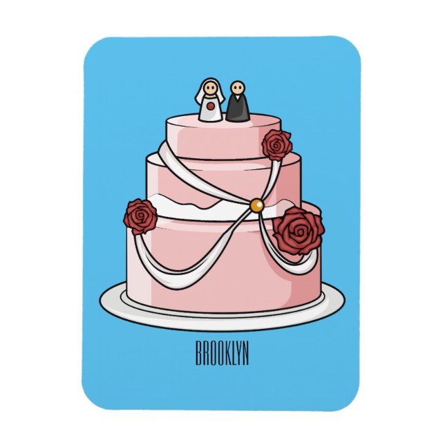 Íman Ilustração de desenho de bolo de casamento (Vertical)