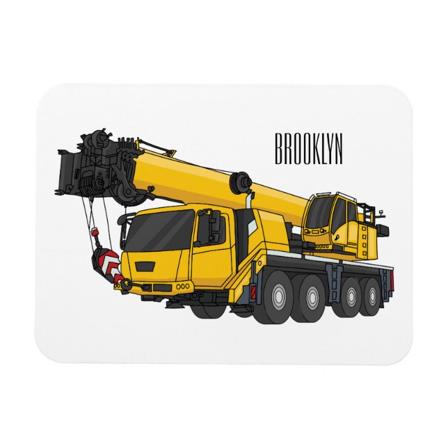 Íman Ilustração de desenho de caminhão de guindaste (Horizontal)